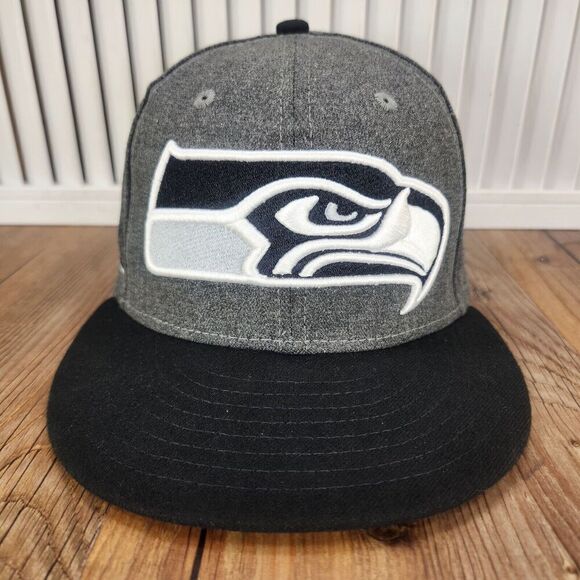 Seattle Seahawks New Era 950 Snapback Hat Cap Gray Logo NFL Sports Flat Bill - Picture 2 of 10